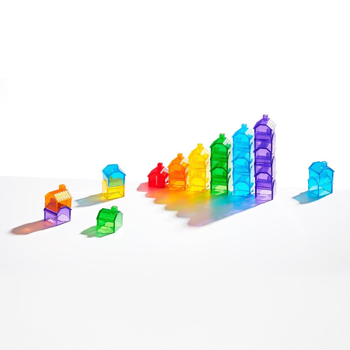 iSense® Translucent Stacking Houses – 55 Pieces