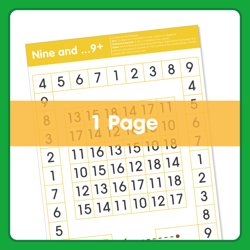 Edx Education Printable Board Games Nine and 9 Plus– Ages 6-8