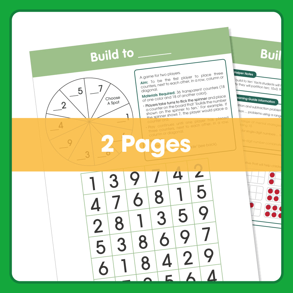 Edx Education Printable Board Games Build To __ Grade 1 to 3