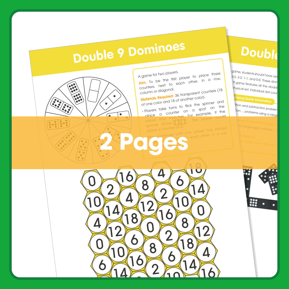 Edx Education Printable Board Games Double Dominoes (9)– Grade 1 to 3