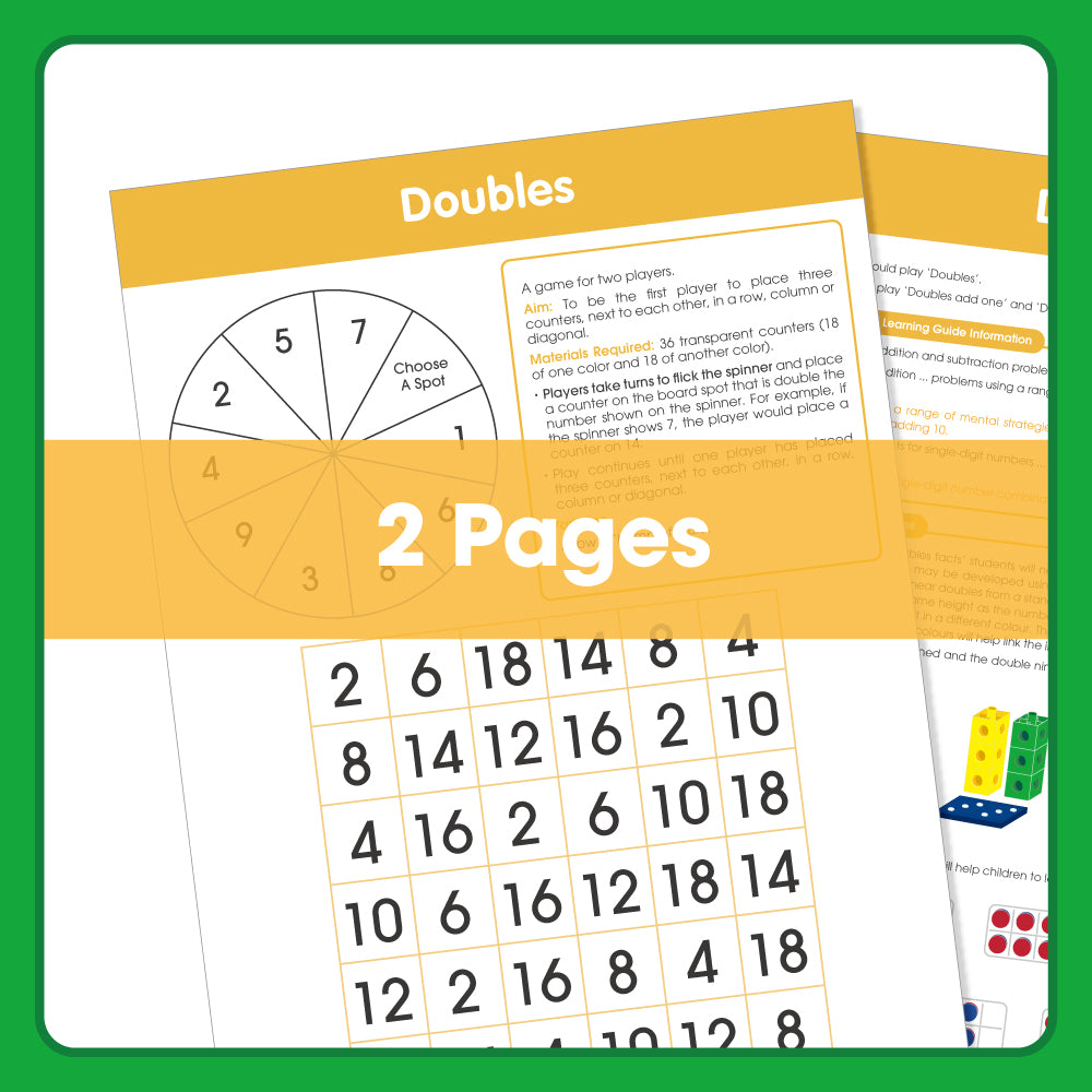 Edx Education Printable Board Games Doubles– Grade 1 to 3