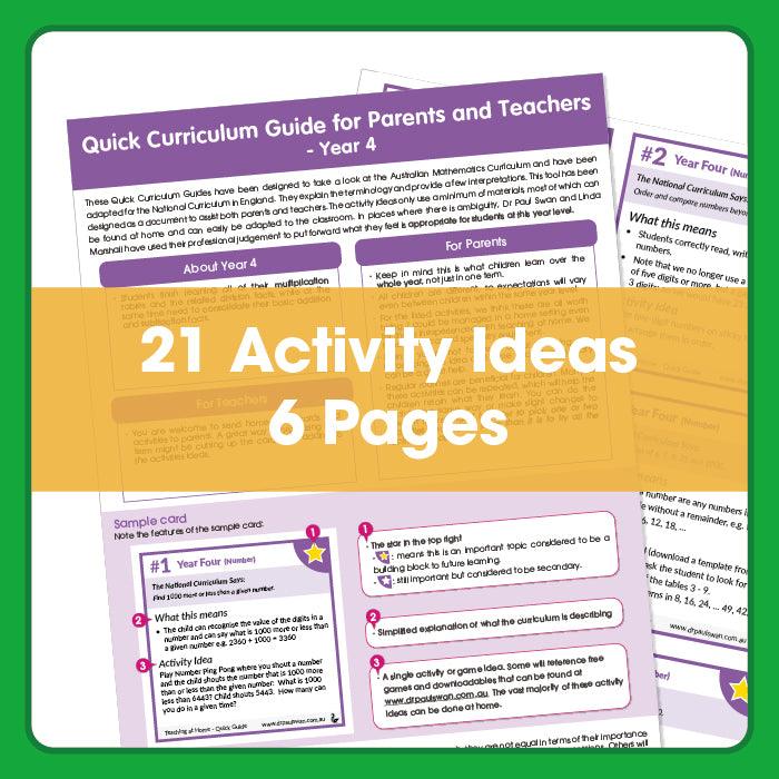 Year 4 - Simplified Learning Curriculum Guide for Parents & Teachers