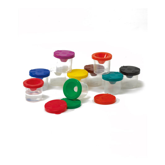 Paint Pots with Brush Holders – Set of 10