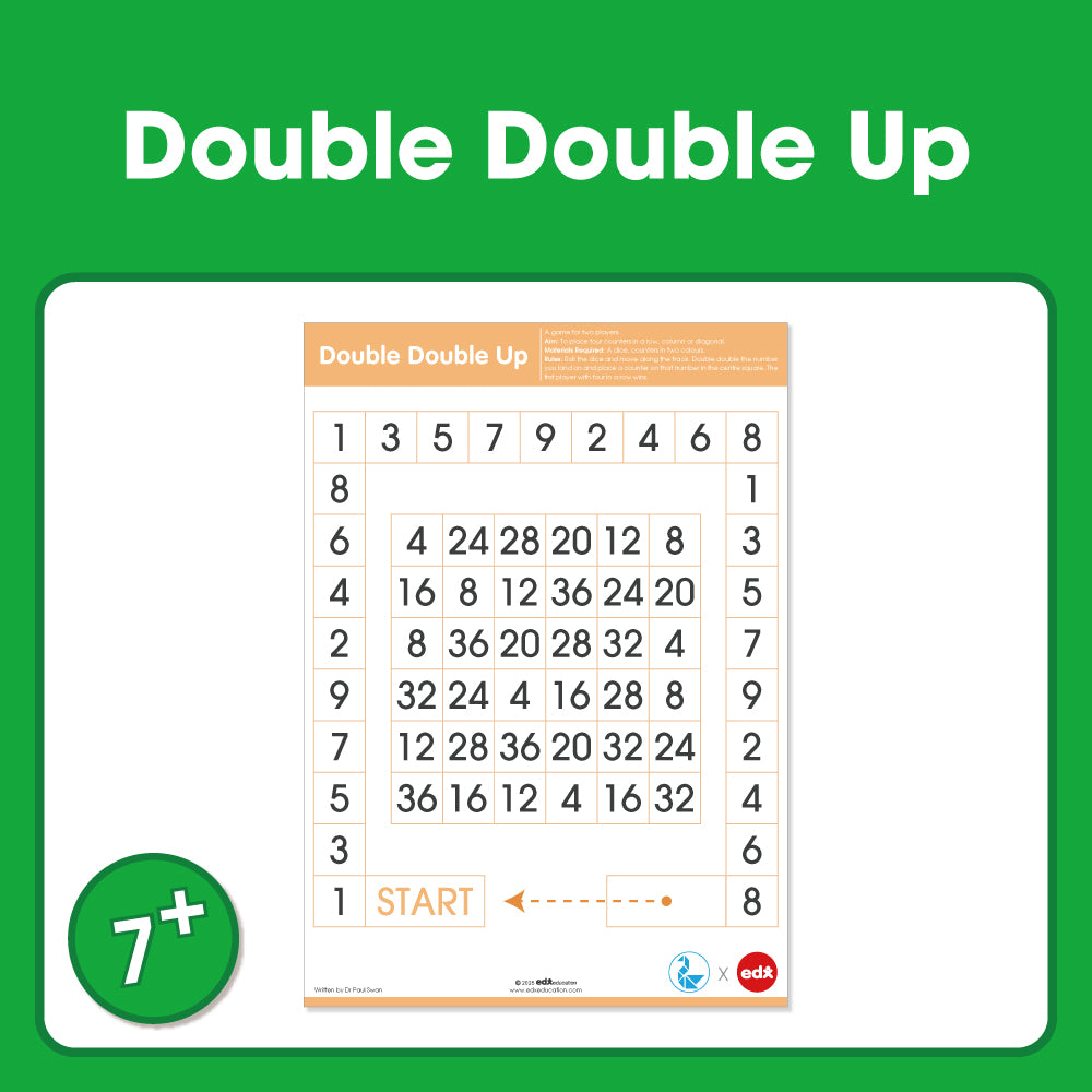Edx Education Printable Board Games Double Double Up– Ages 7-10