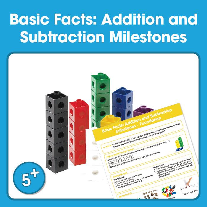 Basic Facts: Addition and Subtraction Learning Milestones – Foundation (5+)