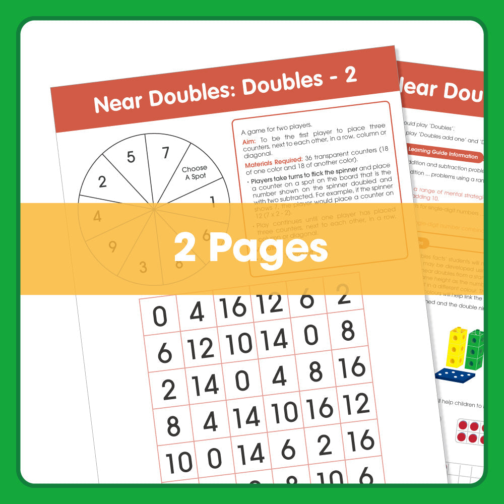Edx Education Printable Board Games Near Doubles: Doubles -2– Grade 1 to 3