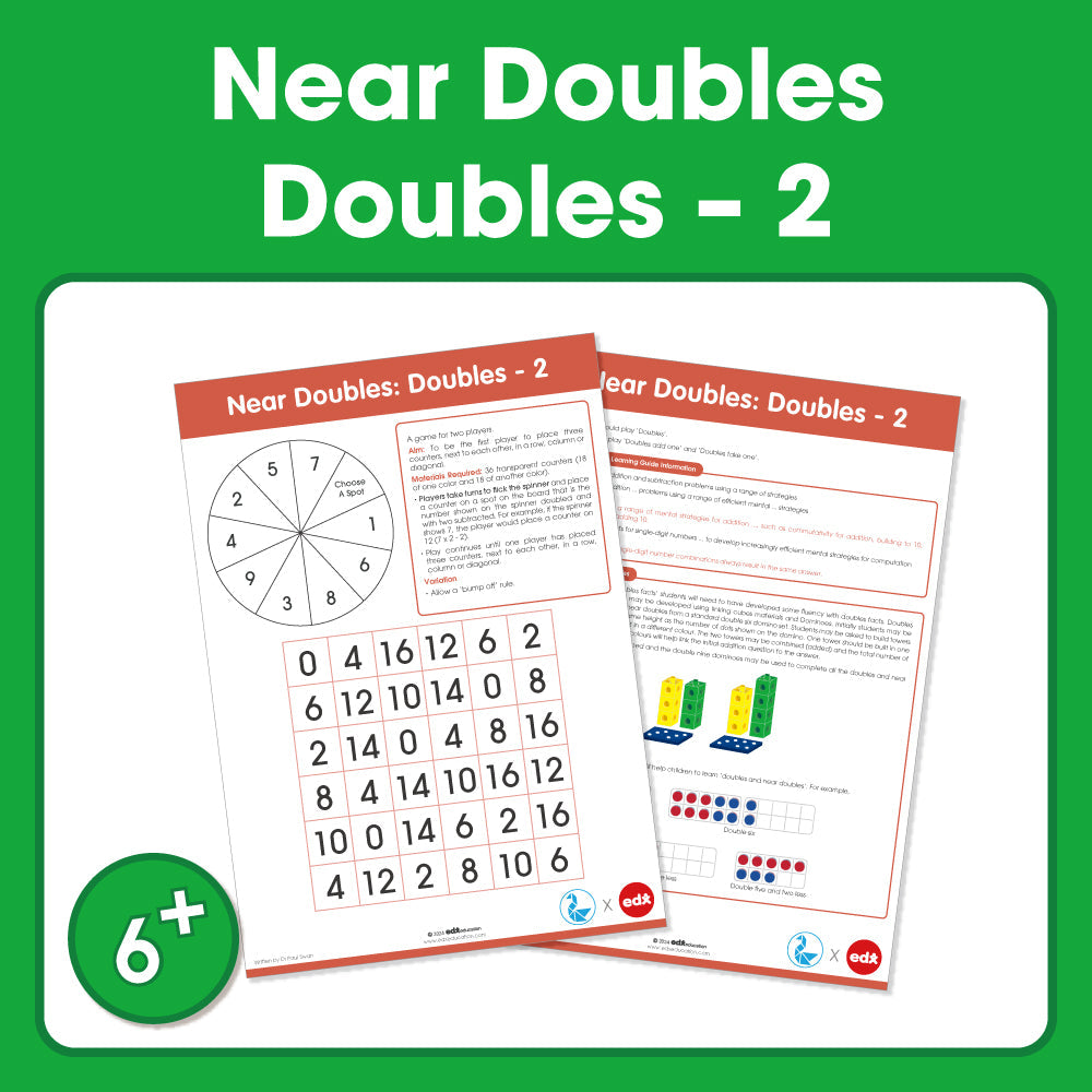 Edx Education Printable Board Games Near Doubles: Doubles -2– Grade 1 to 3