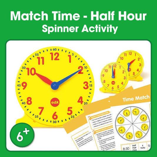 Time Match (Half Hour) Printable Spinner Game (6+)