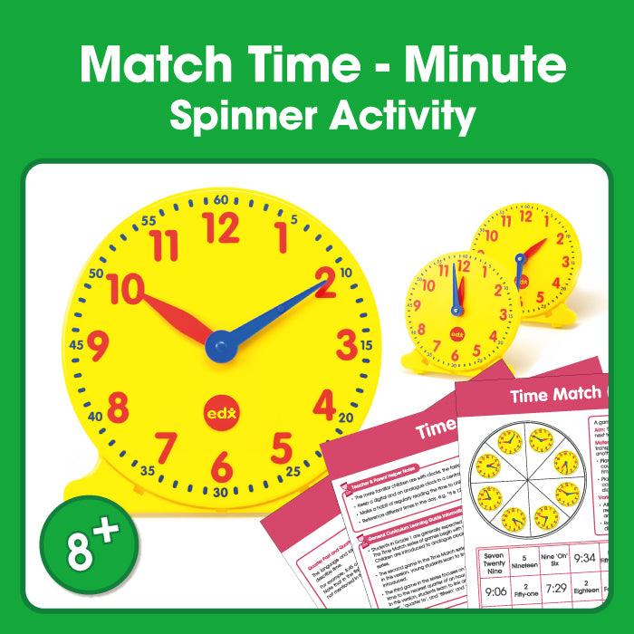 Time Match (Minute) Printable Spinner Game (8+)