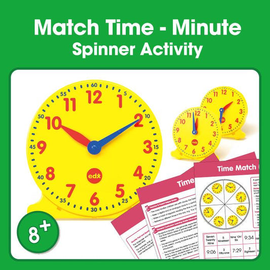 Time Match (Minute) Printable Spinner Game (8+)