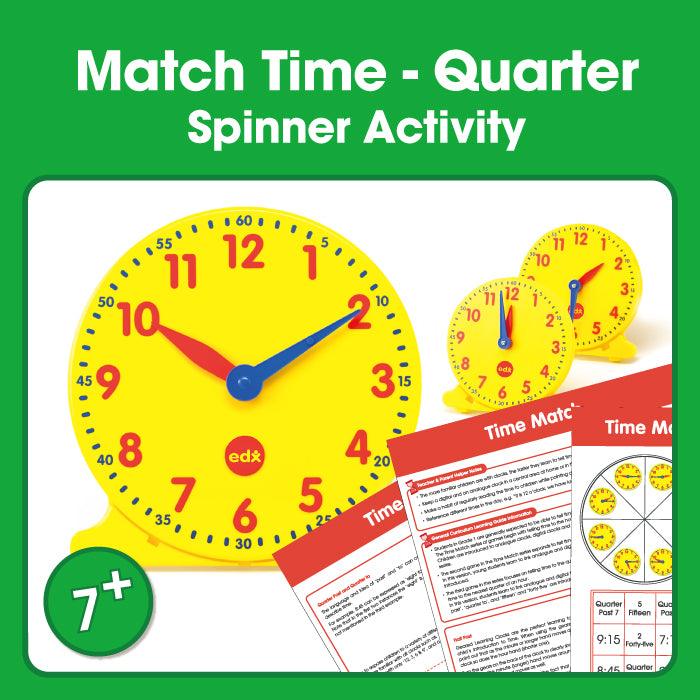 Time Match (Quarter Hour) Printable Spinner Game (7+)