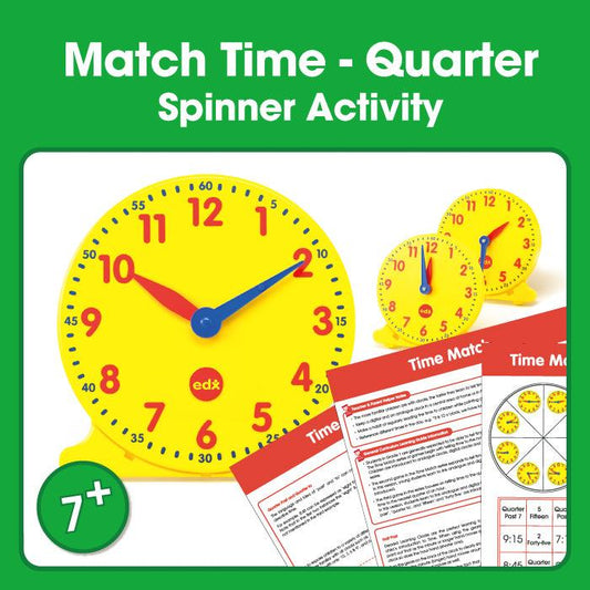 Time Match (Quarter Hour) Printable Spinner Game (7+)