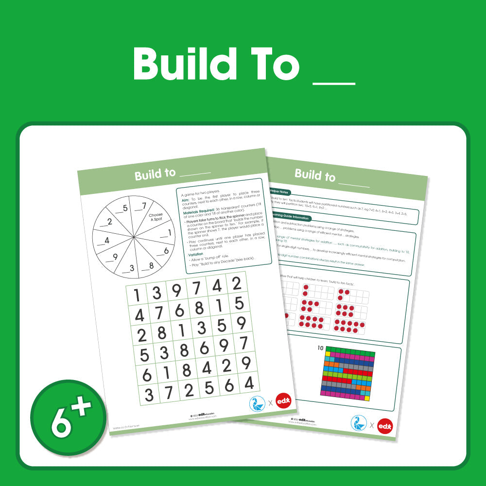 Edx Education Printable Board Games Build To __ Grade 1 to 3