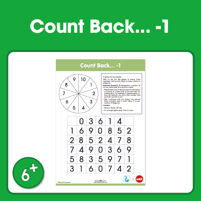 Edx Education Printable Board Games Count Back -1