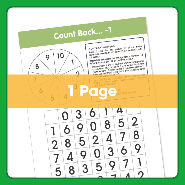Edx Education Printable Board Games Count Back -1
