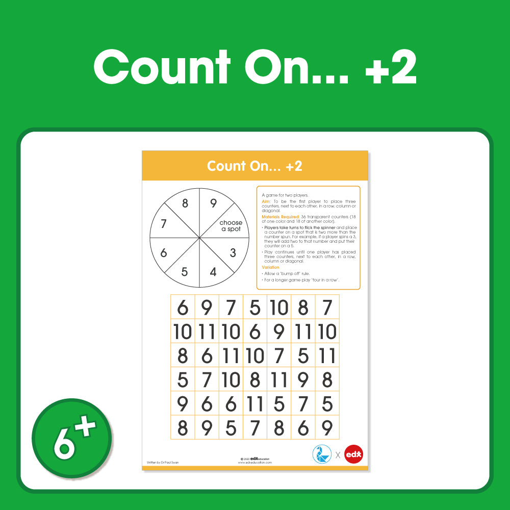 Edx Education Printable Board Games Count On +2