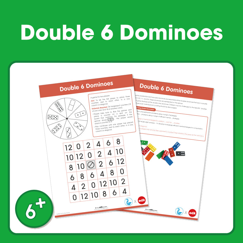 Edx Education Printable Board Games Double Dominoes (6)– Grade 1 to 3