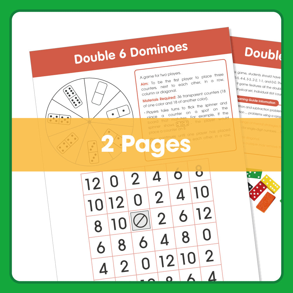 Edx Education Printable Board Games Double Dominoes (6)– Grade 1 to 3