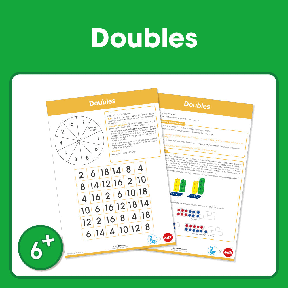 Edx Education Printable Board Games Doubles– Grade 1 to 3