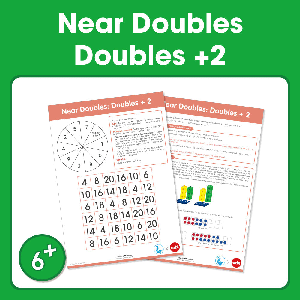 Edx Education Printable Board Games Near Doubles: Doubles +2– Grade 1 to 3