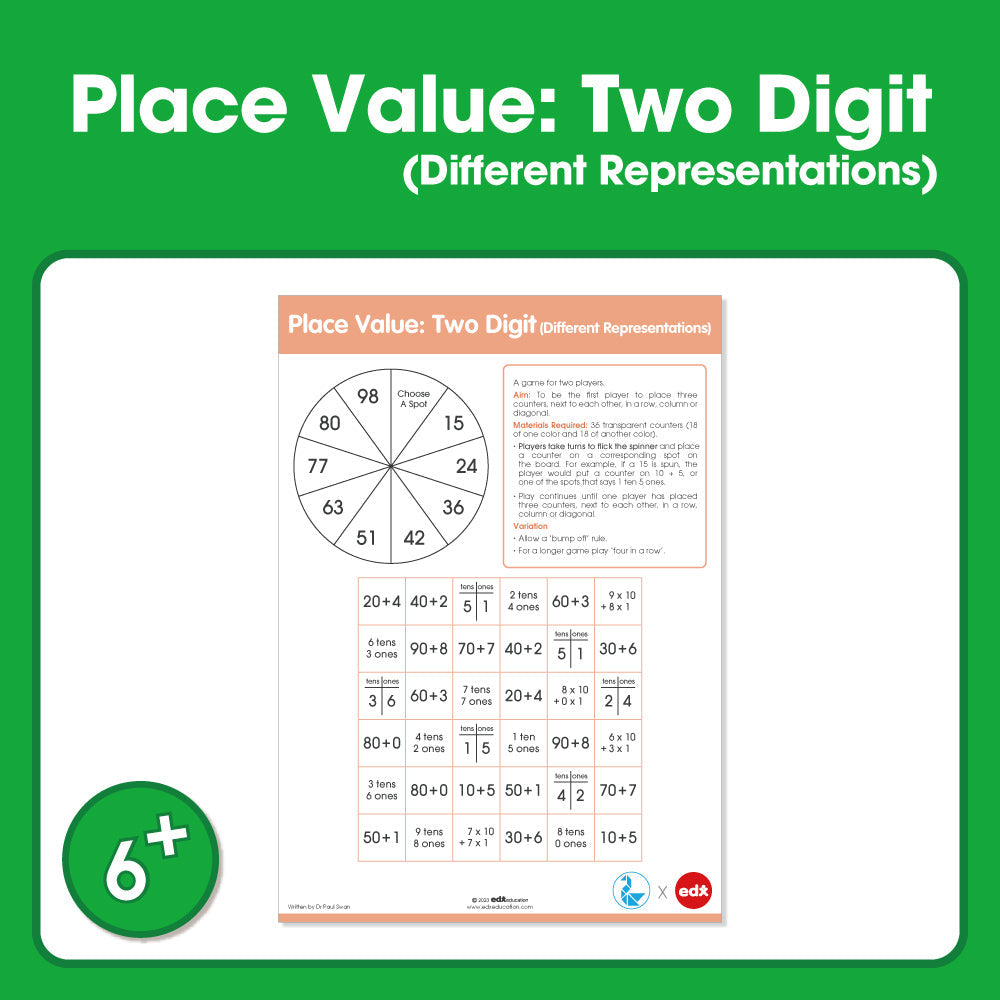 Edx Education Printable Board Games Place Value: Two Digits(Different Representations)– Grade 1
