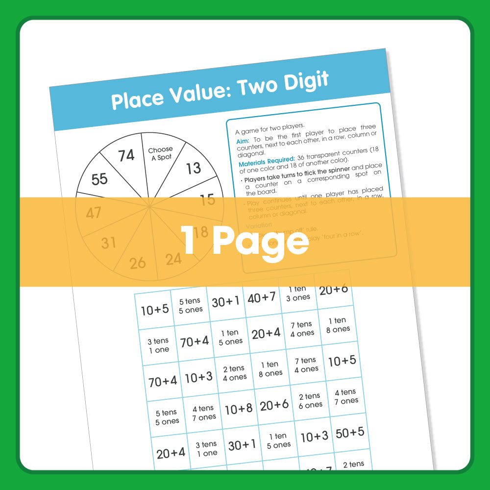Edx Education Printable Board Games Place Value: Two Digits– Grade 1