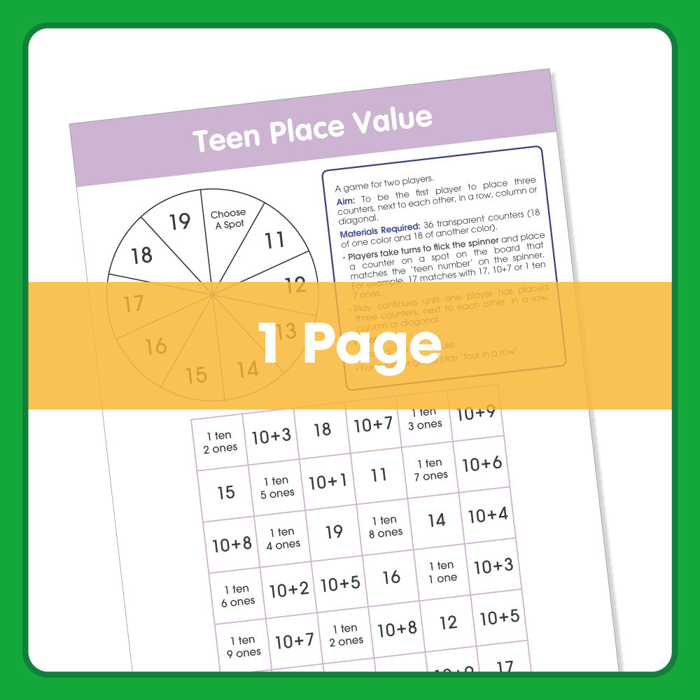 Edx Education Printable Board Games Teen Place Value – Grade 1