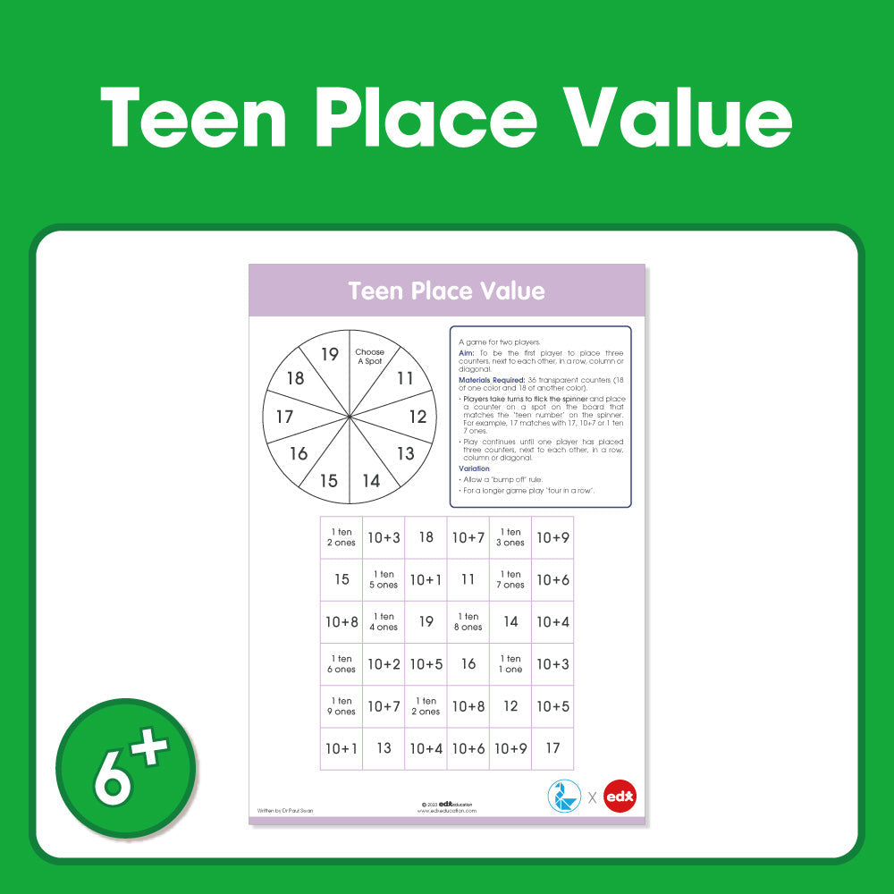 Edx Education Printable Board Games Teen Place Value – Grade 1