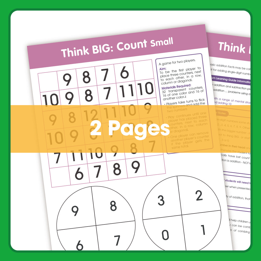 Edx Education Printable Board Games Think Big Count Small