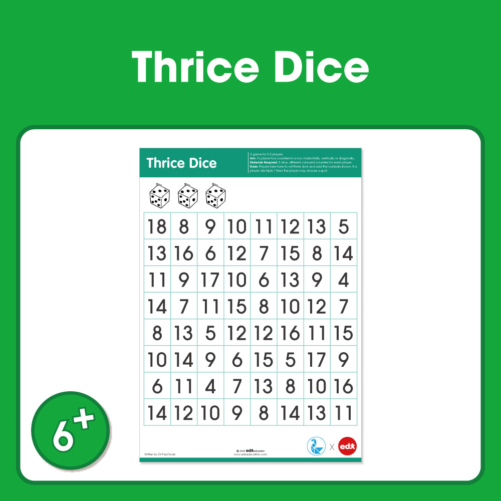 Edx Education Printable Board Games Thrice Dice– Ages 6-9