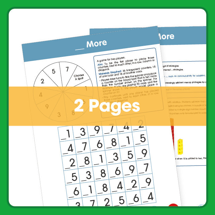 Edx Education Printable Board Games Ten More and ... More– Grade 1 to 3