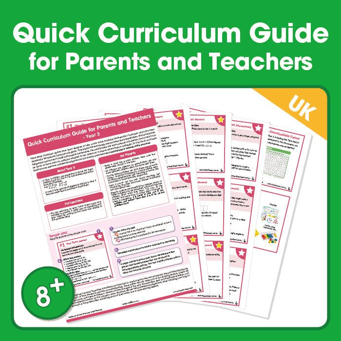 Quick Home Learning Curriculum Guide for UK Parents & Teachers: Grade 3 (Age 8+)