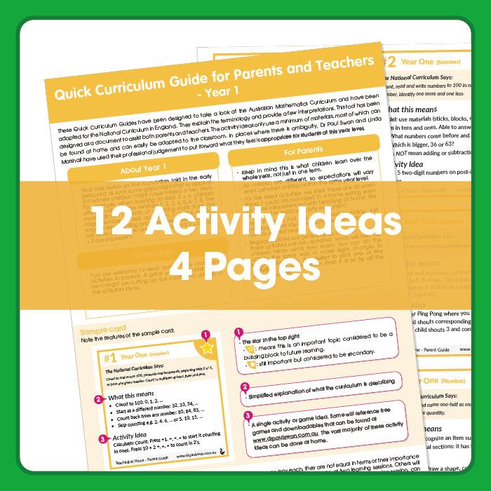 Quick Home Learning Curriculum Guide for UK Parents & Teachers: Grade 1 (Age 6+)
